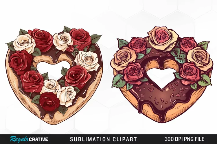 Watercolor Valentine Doughnut Exquisite Clipart