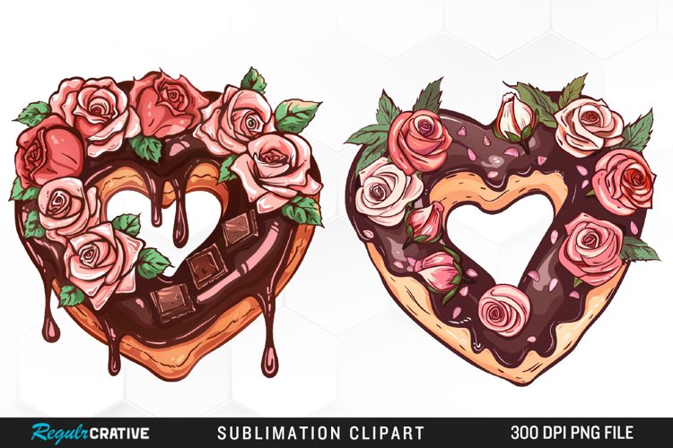 Watercolor Valentine Doughnut Exquisite Clipart