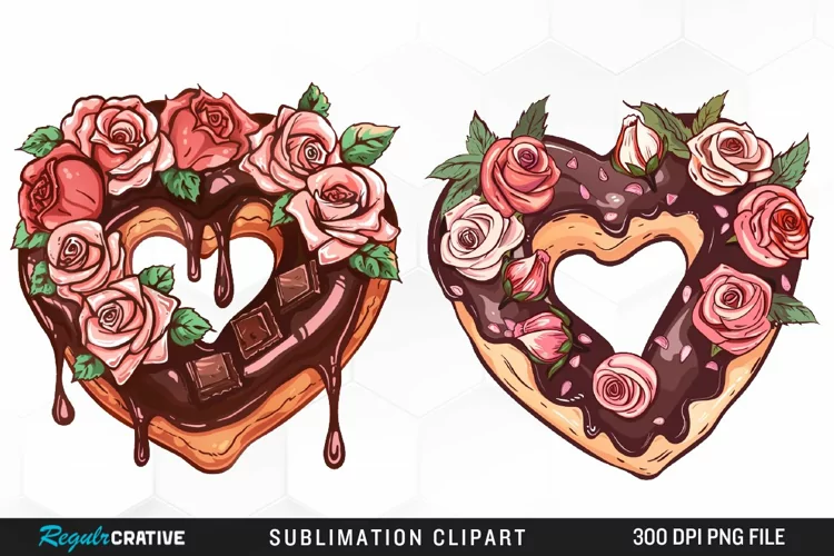 Watercolor Valentine Doughnut Exquisite Clipart