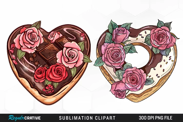 Watercolor Valentine Doughnut Exquisite Clipart