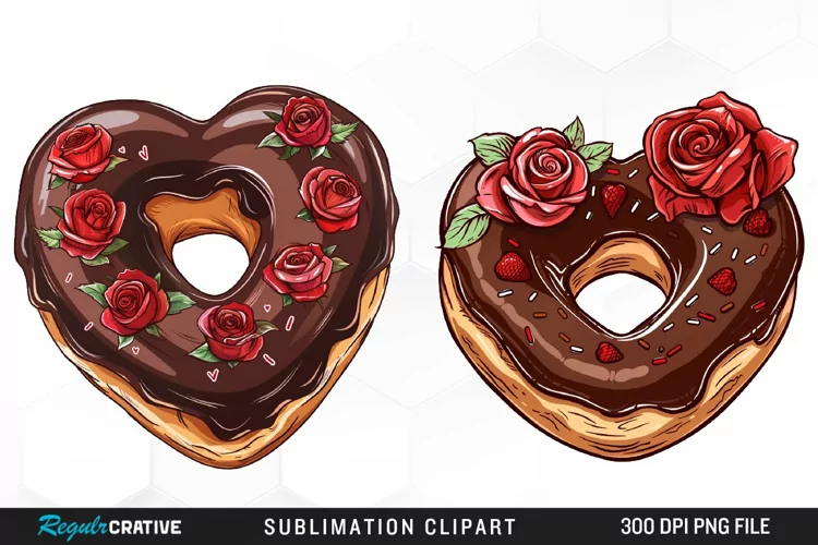 Watercolor Valentine Doughnut Exquisite Clipart