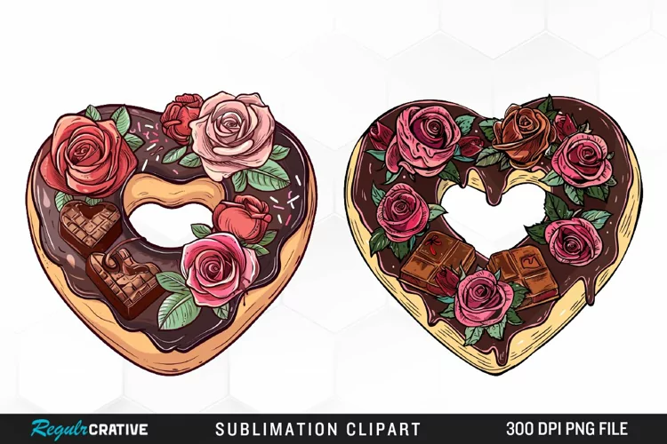 Watercolor Valentine Doughnut Exquisite Clipart