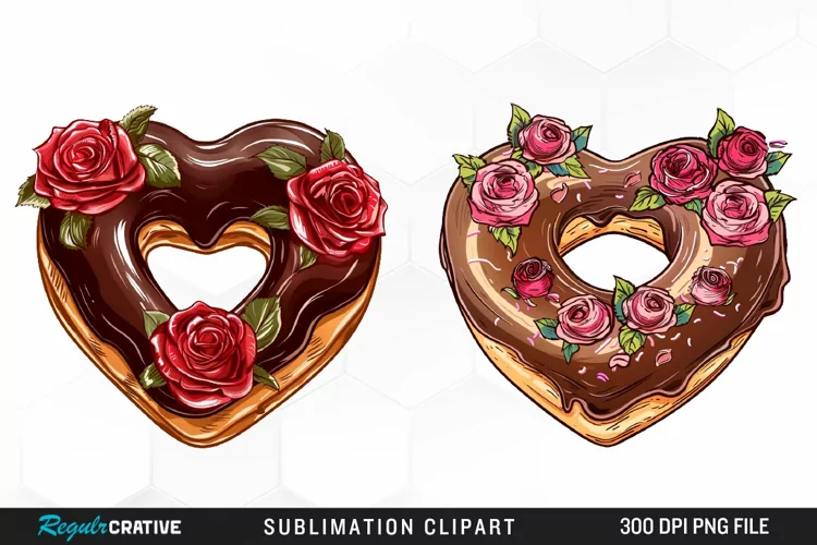Watercolor Valentine Doughnut Exquisite Clipart