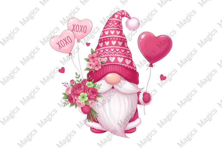 Watercolor Valentine Gnome Png
