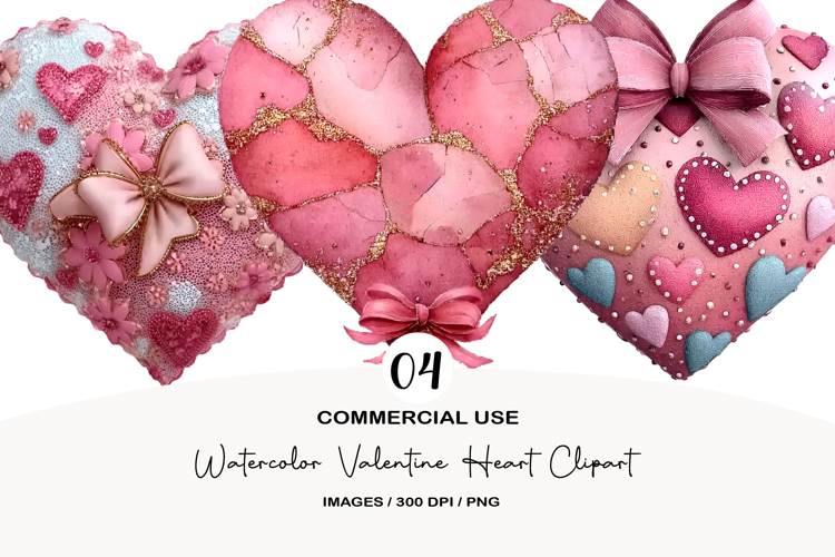 Watercolor Valentine Heart Clipart