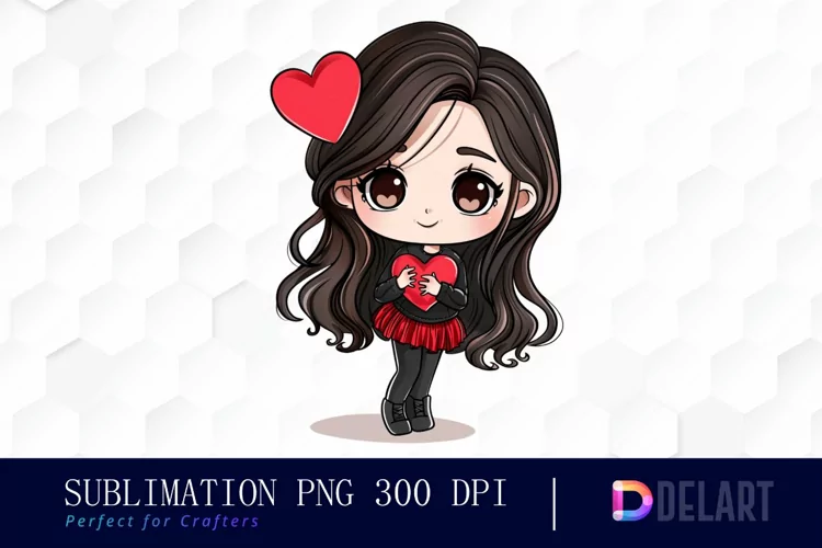 Valentine's Day Chibi Doll Design Clipart