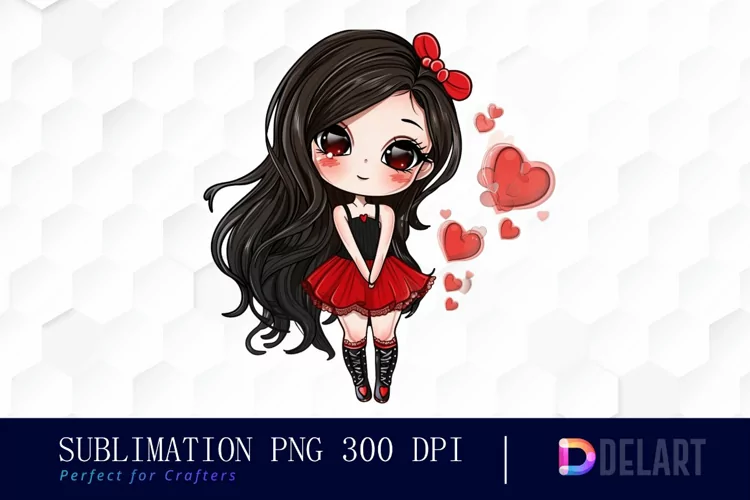 Valentine's Day Chibi Doll Illustration Clipart