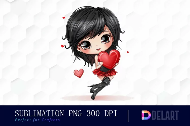 Valentine's Day Chibi Doll Sublimation PNG Clipart