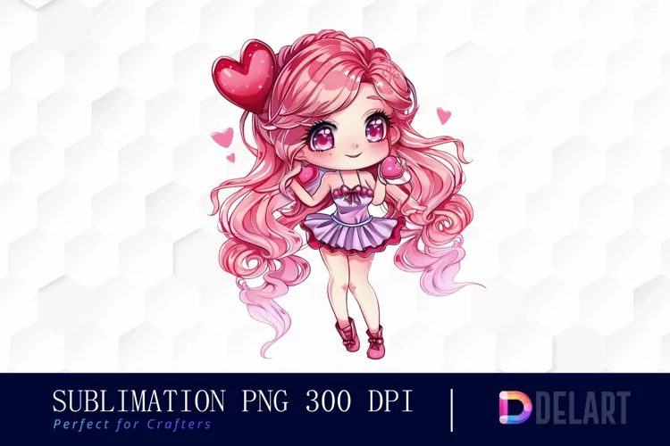 Valentine's Day Chibi Doll Illustration Clipart