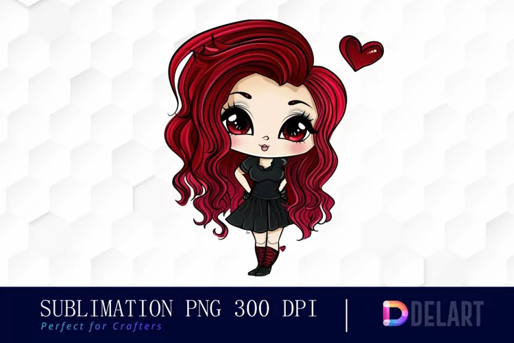 Valentine's Day Chibi Doll Sublimation PNG Clipart