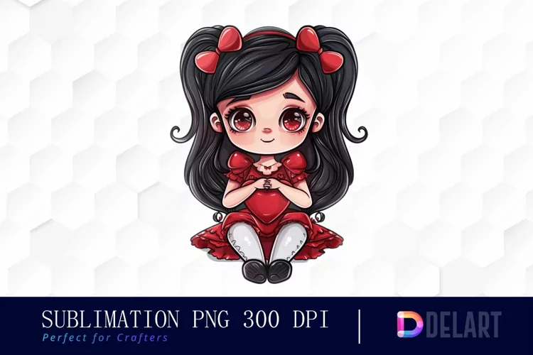 Valentine's Day Chibi Doll Design Clipart