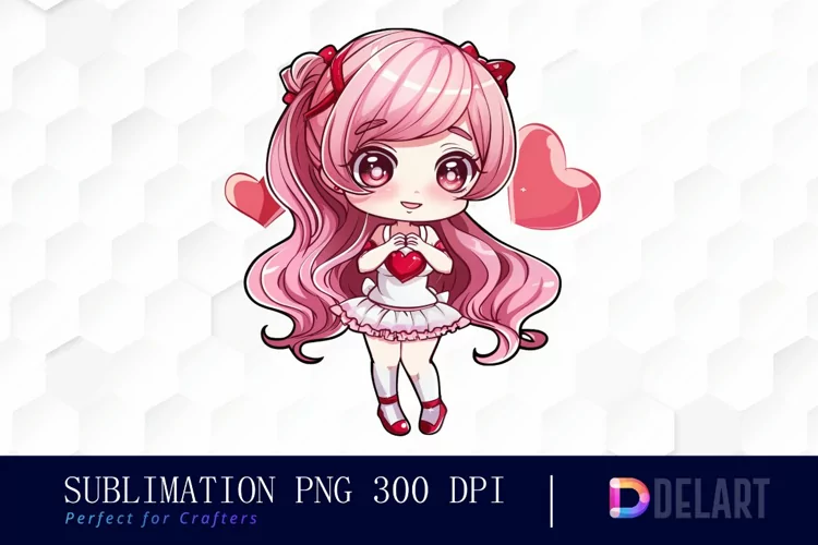 Valentine's Day Chibi Doll Sublimation PNG Clipart