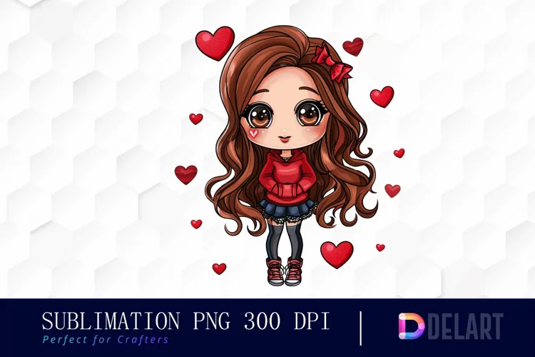 Valentine's Day Chibi Doll Design Clipart