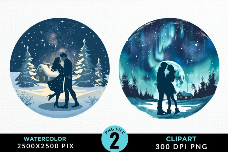 Watercolor Valentine's Day Couple Artwork Clipart