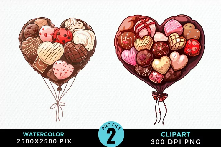 Watercolor Valentines Balloons Image Clipart