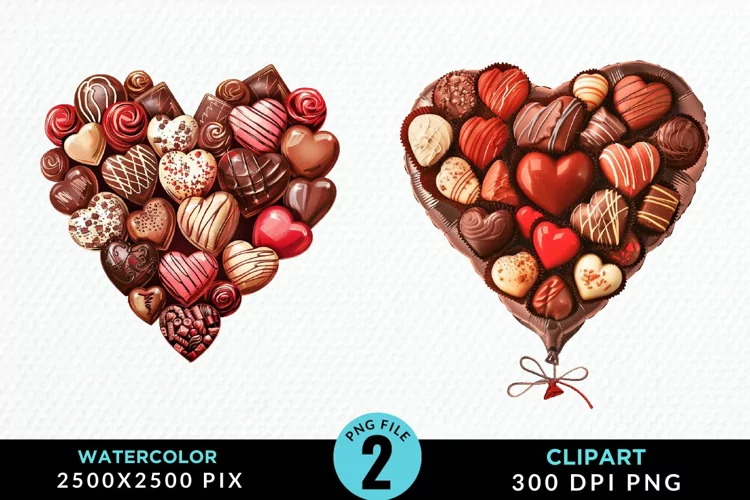 Watercolor Valentines Balloons Illustration Clipart