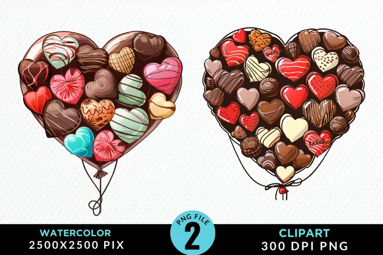 Watercolor Valentines Balloons Image Clipart
