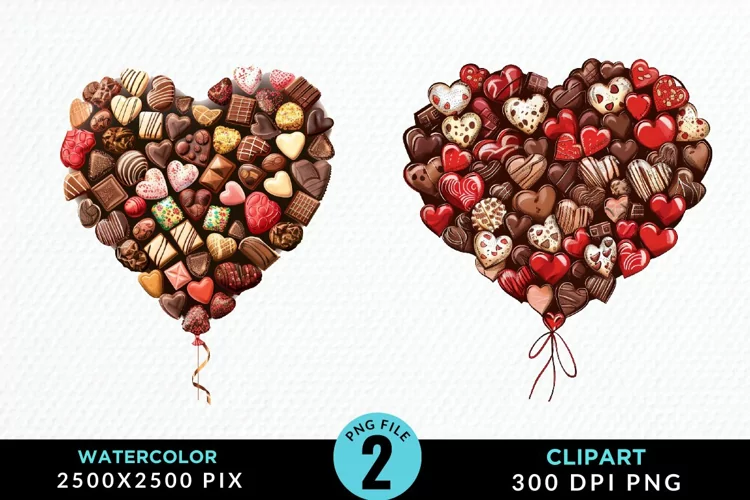 Watercolor Valentines Balloons Illustration Clipart