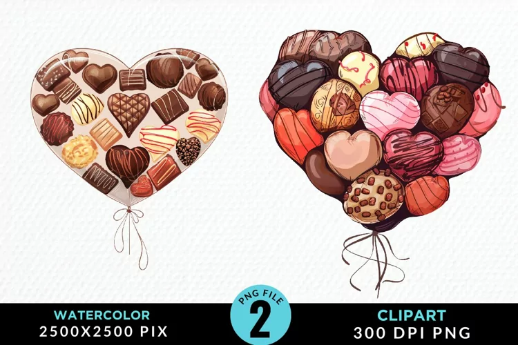 Watercolor Valentines Balloons Illustration Clipart