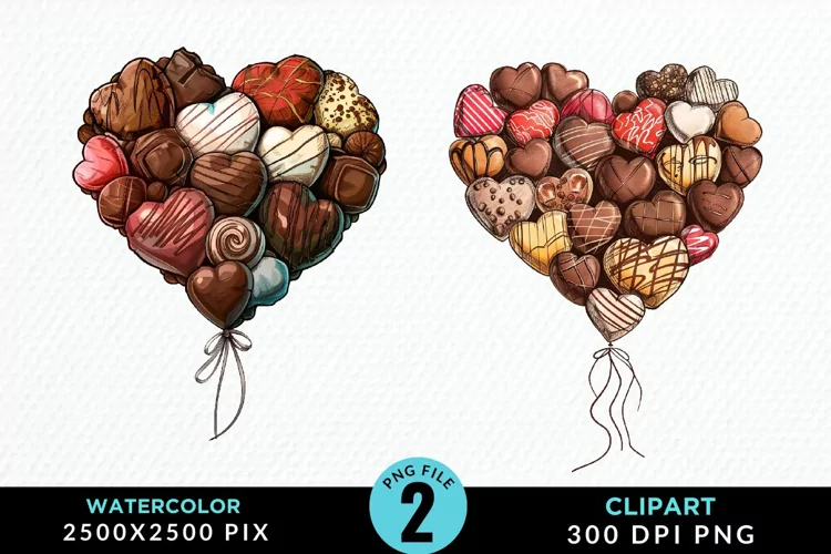 Watercolor Valentines Balloons Illustration Clipart
