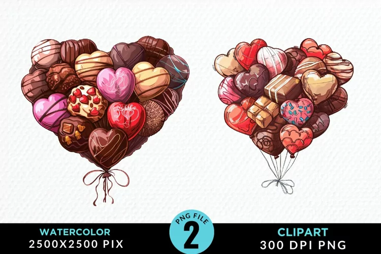 Watercolor Valentines Balloons Image Clipart