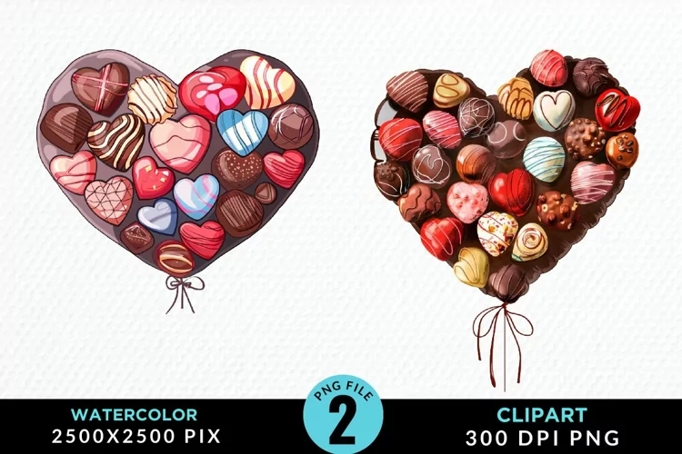 Watercolor Valentines Balloons Image Clipart