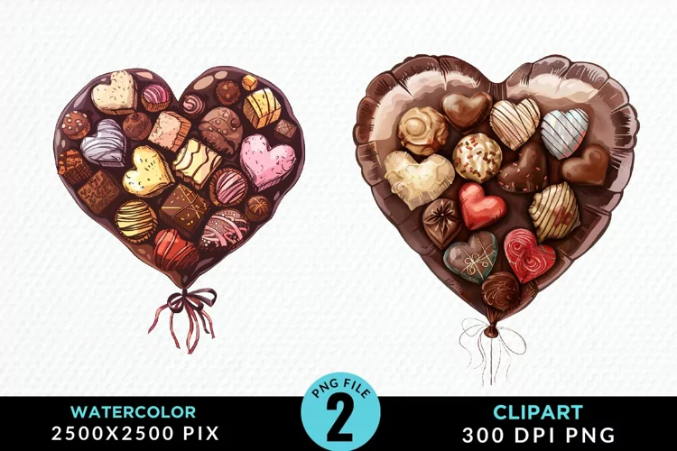 Watercolor Valentines Balloons Illustration Clipart