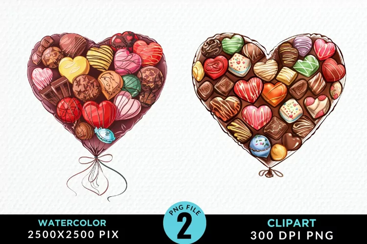 Watercolor Valentines Balloons Illustration Clipart