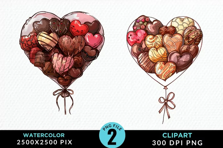 Watercolor Valentines Balloons Image Clipart