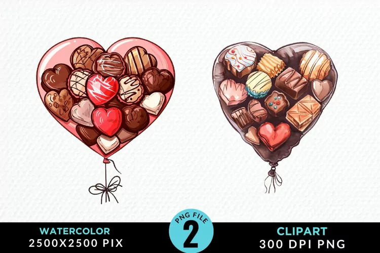 Watercolor Valentines Balloons Image Clipart