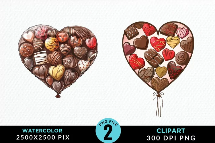 Watercolor Valentines Balloons Image Clipart