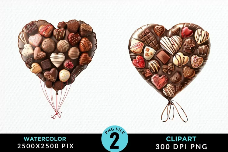 Watercolor Valentines Balloons Image Clipart