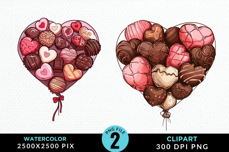 Watercolor Valentines Balloons Illustration Clipart