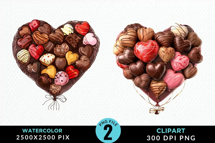 Watercolor Valentines Balloons Illustration Clipart