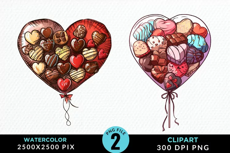 Watercolor Valentines Balloons Illustration Clipart