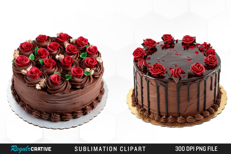 Watercolor Valentines Cakes Illustration Clipart