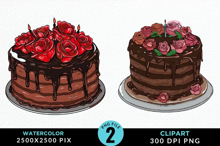 Watercolor Valentines Cakes Illustration PNG Clipart
