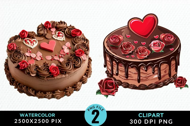 Valentines Cakes Sublimation PNG Clipart