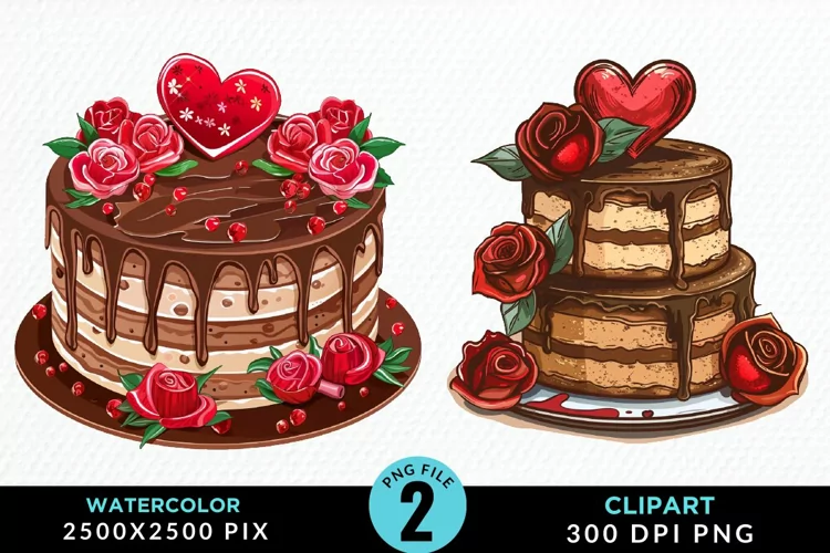 Valentines Cakes Sublimation PNG Clipart