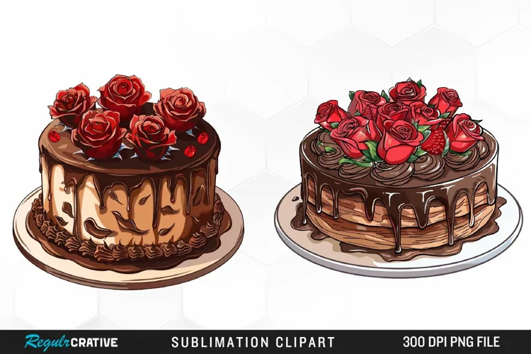 Watercolor Valentines Cakes Illustration Clipart