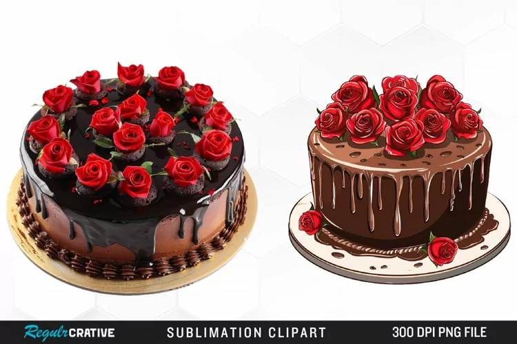 Watercolor Valentines Cakes Illustration Clipart