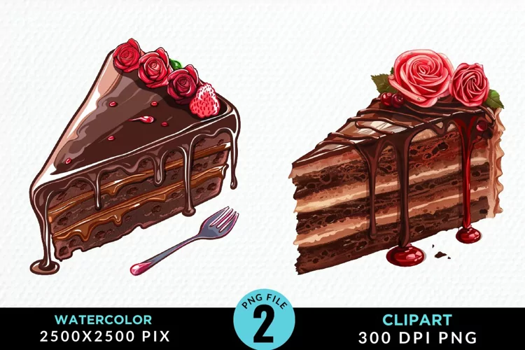 Watercolor Valentines Cakes Sublimation PNG Clipart