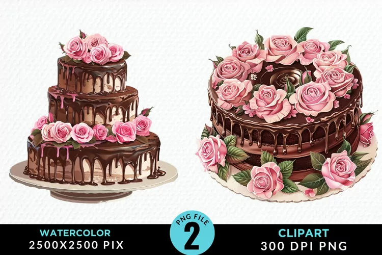 Watercolor Valentines Cakes Illustration PNG Clipart