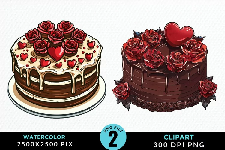 Valentines Cakes Illustration PNG Clipart