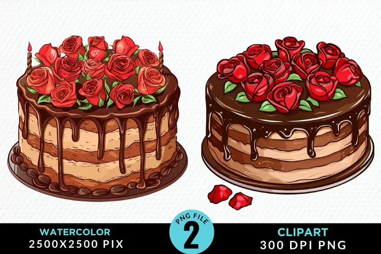 Watercolor Valentines Cakes Illustration PNG Clipart