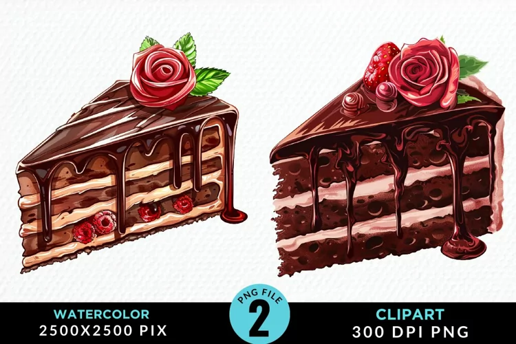 Watercolor Valentines Cakes Sublimation PNG Clipart