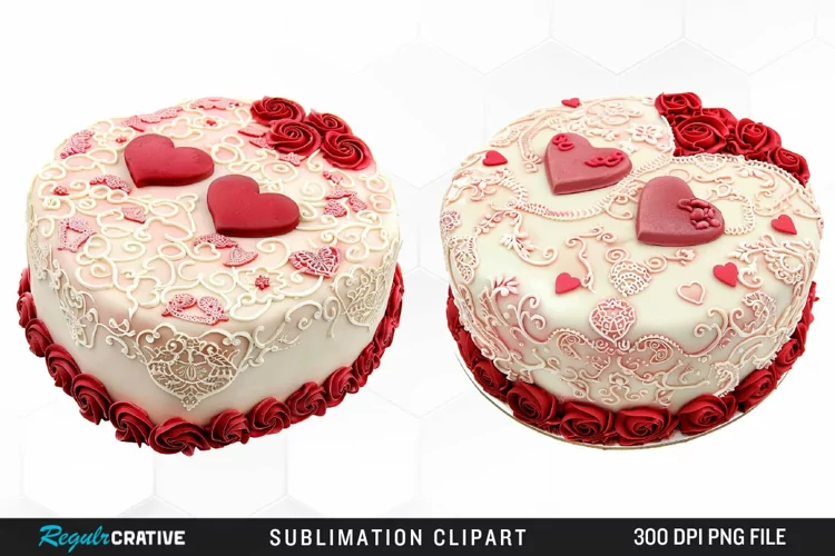 Watercolor Valentines Cakes Illustration Clipart