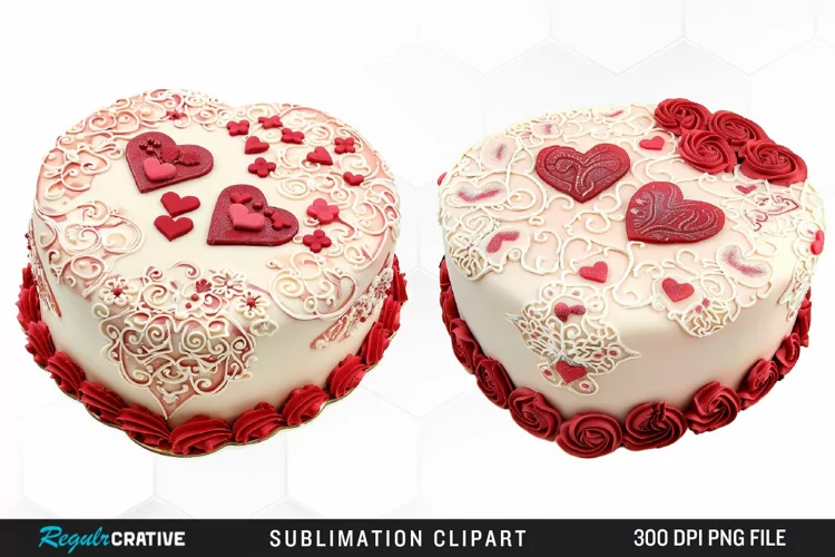 Watercolor Valentines Cakes Illustration Clipart