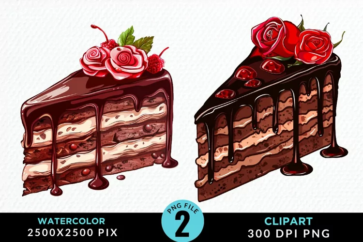 Watercolor Valentines Cakes Illustration PNG Clipart