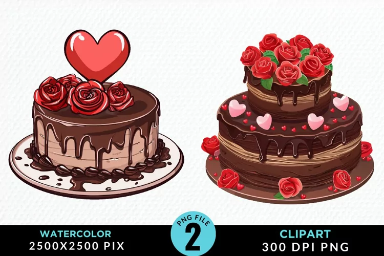 Valentines Cakes Sublimation PNG Clipart